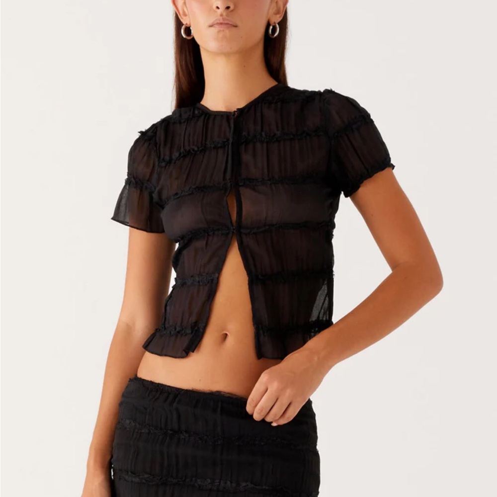 Peppermayo Black Sheer Top